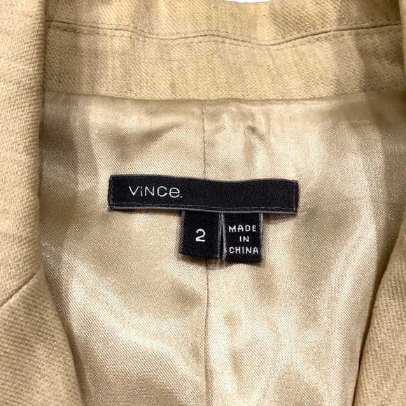 Vince.  Linen Blend Beige Blazer Jacket - Picture 5 of 9